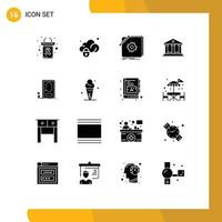 Set of 16 Commercial Solid Glyphs pack for closed money design building design Editable Vector Design Elements