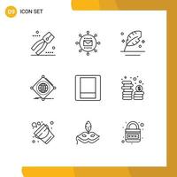 Mobile Interface Outline Set of 9 Pictograms of of internet promotion iot quill Editable Vector Design Elements