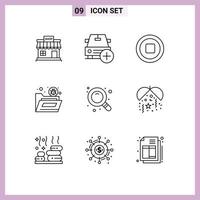 Stock Vector Icon Pack of 9 Line Signs and Symbols for virus folder plus file stop Editable Vector Design Elements