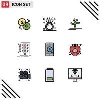 9 Creative Icons Modern Signs and Symbols of traffic monitoring ring management stretching Editable Vector Design Elements