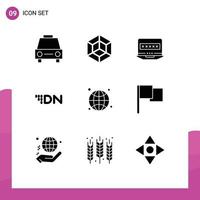 conjunto de 9 iconos de interfaz de usuario modernos signos de símbolos para elementos de diseño de vectores editables de seguridad de moneda criptográfica global