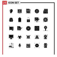 conjunto de 25 iconos de interfaz de usuario modernos signos de símbolos para elementos de diseño de vector editables de estructura alámbrica de servicio de Internet de rodilla de tarjeta