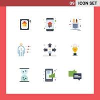 9 User Interface Flat Color Pack of modern Signs and Symbols of person employee home wifi abilities tools Editable Vector Design Elements