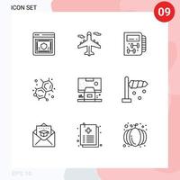 9 Thematic Vector Outlines and Editable Symbols of center lab world education planning Editable Vector Design Elements