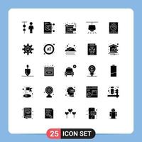 Universal Icon Symbols Group of 25 Modern Solid Glyphs of office lamp work chandelier present Editable Vector Design Elements