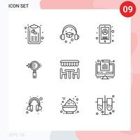 9 User Interface Outline Pack of modern Signs and Symbols of dinner zoom business e search search Editable Vector Design Elements