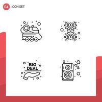 Mobile Interface Line Set of 4 Pictograms of automobile buy spacecraft money sale Editable Vector Design Elements