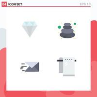 4 Flat Icon concept for Websites Mobile and Apps diamond email gam relax message Editable Vector Design Elements