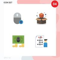 4 Flat Icon concept for Websites Mobile and Apps computers coins hardware geometric coding Editable Vector Design Elements