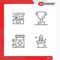 4 User Interface Line Pack of modern Signs and Symbols of chat fitness working bottle cactus Editable Vector Design Elements