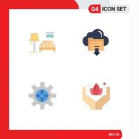 Pack of 4 Modern Flat Icons Signs and Symbols for Web Print Media such as lump world gallery down setting Editable Vector Design Elements