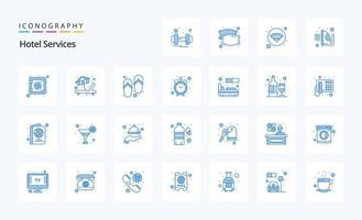 25 Hotel Services Blue icon pack vector