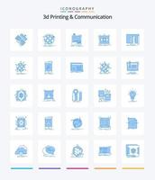 Creative 3d Printing And Communication 25 Blue icon pack  Such As sketch. design. network. printing. machine vector