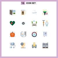 16 Thematic Vector Flat Colors and Editable Symbols of bangla filter air sort filter Editable Pack of Creative Vector Design Elements