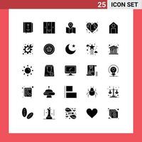 Stock Vector Icon Pack of 25 Line Signs and Symbols for love girl interior emotion pointer Editable Vector Design Elements