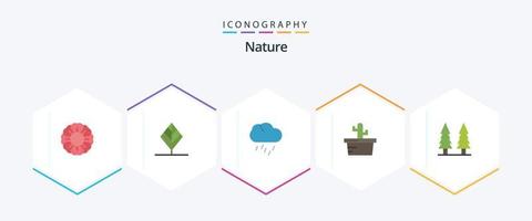 paquete de iconos planos de naturaleza 25 que incluye árbol. naturaleza. lluvia. entretenimiento. naturaleza vector