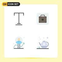 Group of 4 Flat Icons Signs and Symbols for font chart baggage service success Editable Vector Design Elements