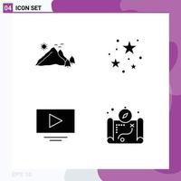 Editable Vector Line Pack of Simple Solid Glyphs of mountain video nature party youtube Editable Vector Design Elements