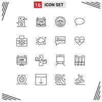 Outline Pack of 16 Universal Symbols of mail chating laptop chat coin Editable Vector Design Elements