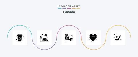 paquete de iconos de Canadá glifo 5 que incluye el juego. nación. canadiense. bandera. amar vector