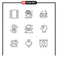 Mobile Interface Outline Set of 9 Pictograms of thanksgiving hat food fashion remote Editable Vector Design Elements