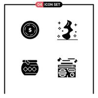 Group of 4 Modern Solid Glyphs Set for american water magic witch festival Editable Vector Design Elements