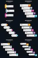 plantilla de diapositiva de presentación del paquete de infografías vectoriales 6 diagramas de ciclo de 5 pasos y líneas de tiempo vector