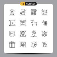 paquete de iconos de vector de stock de 16 signos y símbolos de línea para elementos de diseño de vector editables de cálculo de bicicleta de video de coche de historia