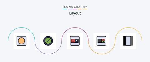 Layout Line Filled Flat 5 Icon Pack Including layout. flow. form. cover. select box vector