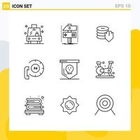 9 User Interface Outline Pack of modern Signs and Symbols of help communication game center secure Editable Vector Design Elements