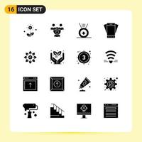 16 User Interface Solid Glyph Pack of modern Signs and Symbols of decoration celebrate medal tilt phone Editable Vector Design Elements