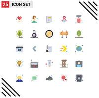 Modern Set of 25 Flat Colors Pictograph of test tube bundle world ribbon Editable Vector Design Elements