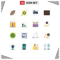 Pack of 16 creative Flat Colors of tower building shoes food candy Editable Pack of Creative Vector Design Elements