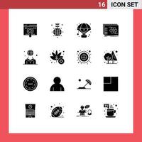 Set of 16 Modern UI Icons Symbols Signs for global tactic adventure strategy game Editable Vector Design Elements