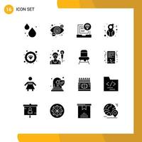 Group of 16 Solid Glyphs Signs and Symbols for diamond genre app female develop Editable Vector Design Elements