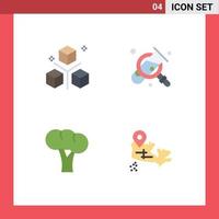 Modern Set of 4 Flat Icons Pictograph of coding broccoli objects tub organic Editable Vector Design Elements