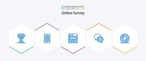 Online Survey 25 Blue icon pack including . dvd. web. cd. mail vector