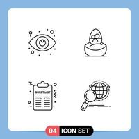 Universal Icon Symbols Group of 4 Modern Filledline Flat Colors of eye celebration view easter party Editable Vector Design Elements