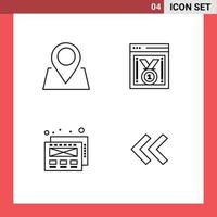 Modern Set of 4 Filledline Flat Colors and symbols such as location arrow best website website progress back Editable Vector Design Elements