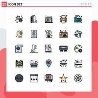 Universal Icon Symbols Group of 25 Modern Filled line Flat Colors of human folder layout document print Editable Vector Design Elements