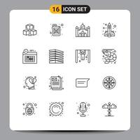 16 User Interface Outline Pack of modern Signs and Symbols of design rocket bangladesh learning education Editable Vector Design Elements
