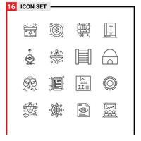 16 User Interface Outline Pack of modern Signs and Symbols of gaming arcade baggage thanksgiving book Editable Vector Design Elements