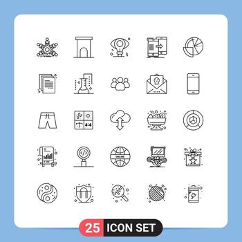 Group of 25 Modern Lines Set for synchronization sharing property data bulb Editable Vector Design Elements