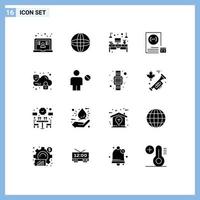 Modern Set of 16 Solid Glyphs and symbols such as cloud development desk develop app Editable Vector Design Elements