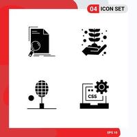 4 User Interface Solid Glyph Pack of modern Signs and Symbols of analysis badminton find business growth table tennis Editable Vector Design Elements