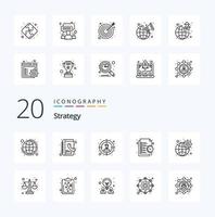 20 Strategy Line icon Pack like network gear target time management vector