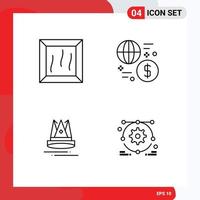 paquete de 4 signos y símbolos de colores planos de línea de relleno modernos para medios de impresión web, como elementos de diseño de vectores editables de marketing de dinero de moneda de contenido de paquete