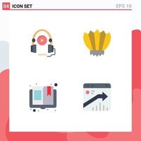 Group of 4 Flat Icons Signs and Symbols for language book education flippers page Editable Vector Design Elements