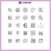 grupo de símbolos de iconos universales de 25 líneas modernas de chat humano tecnología energía avatar elementos de diseño vectorial editables vector