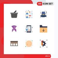 9 Creative Icons Modern Signs and Symbols of security lock hat solidarity aids Editable Vector Design Elements
